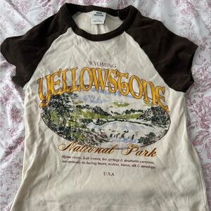 Urban Outfitters Cream & Brown Yellowstone Graphic Raglan Tee